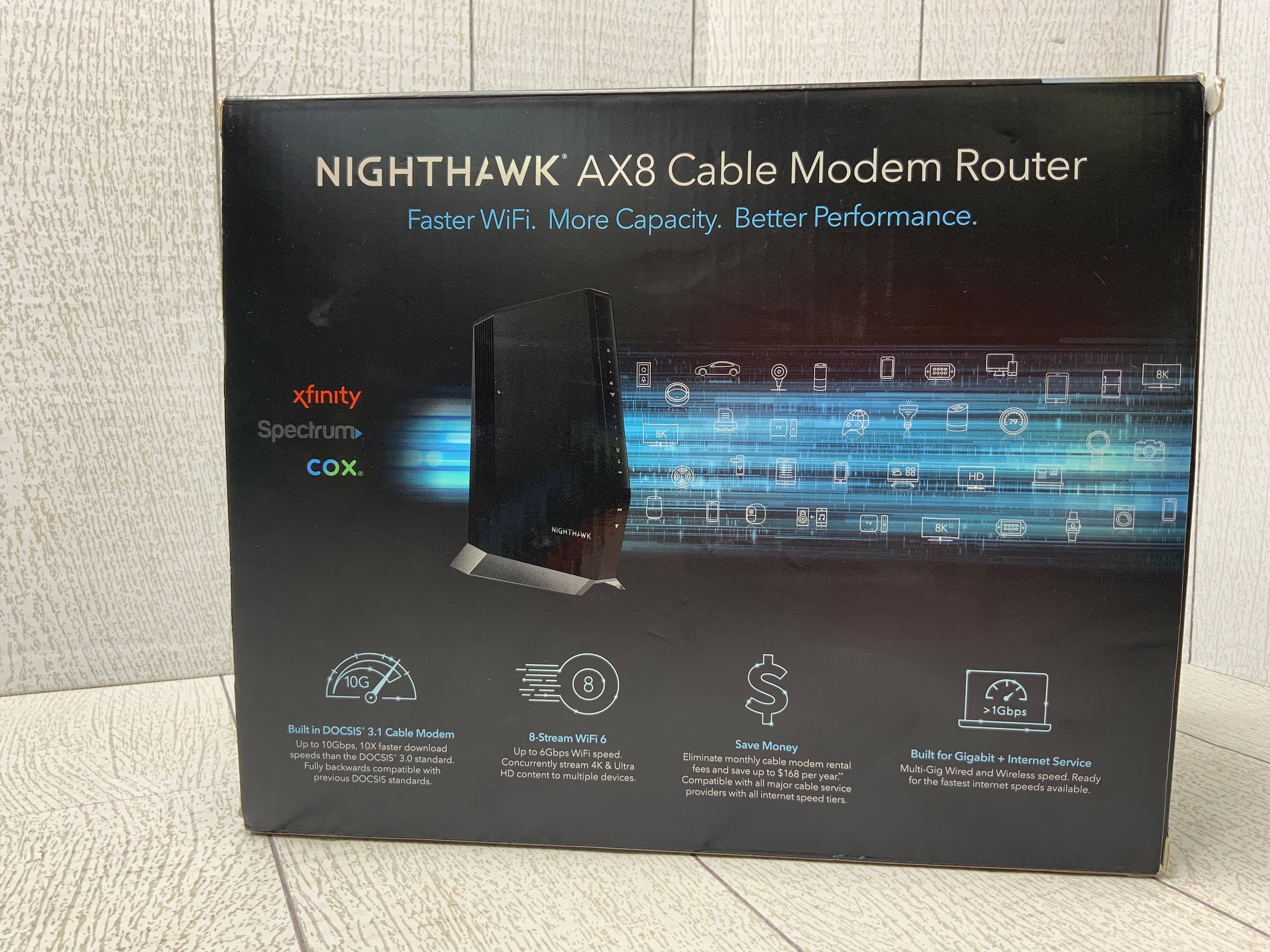 NETGEAR Nighthawk Cable Modem with Built-in WiFi 6 Router (CAX80) (7998836211950)